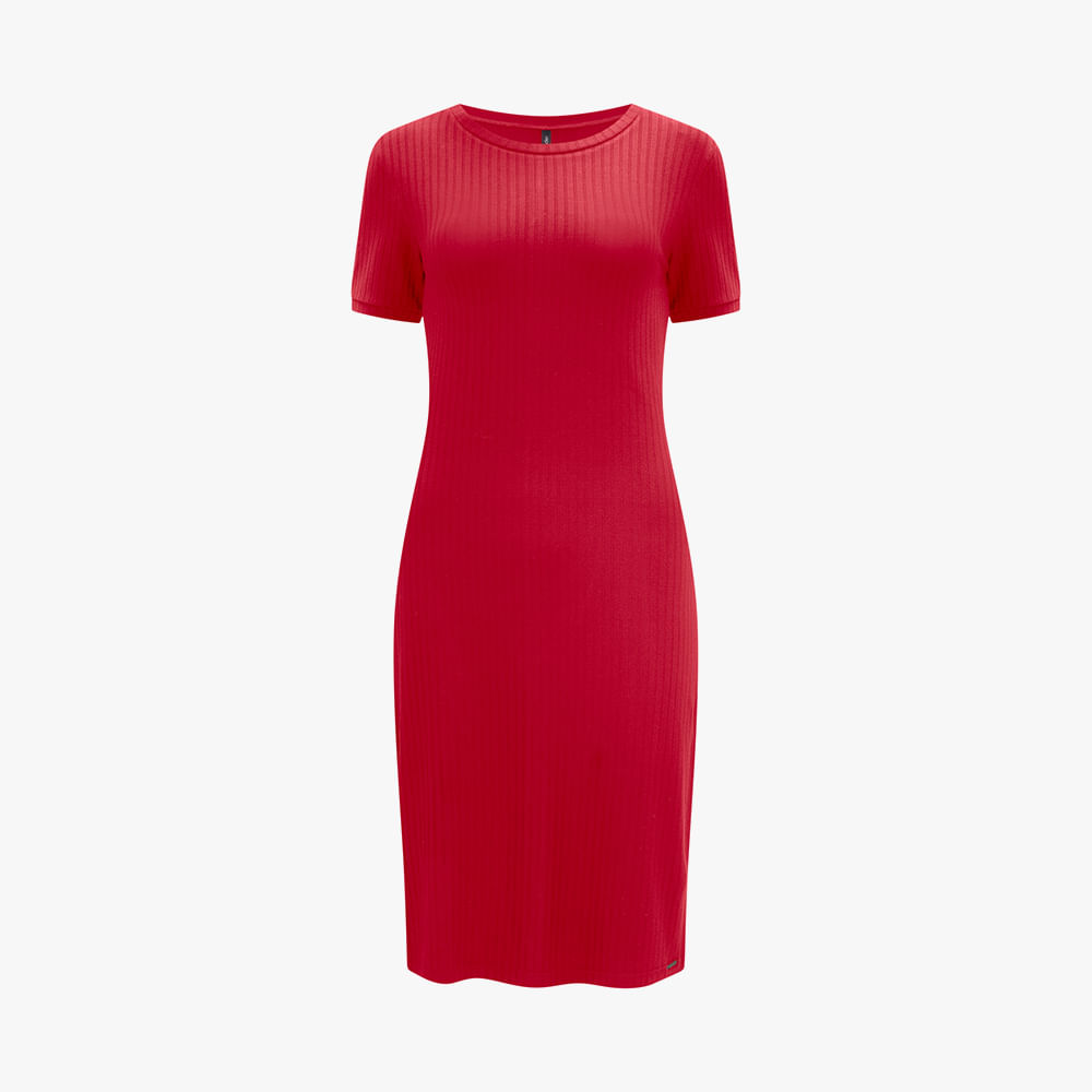 VESTIDO MC CANELADO 663 VERMELHO P