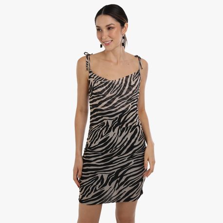 VESTIDO TULE EST  ZEBRA 2002109 PRETO/OFF WHITE M