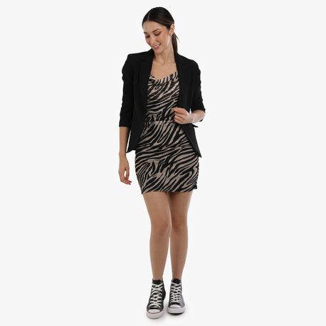VESTIDO TULE EST  ZEBRA 2002109 PRETO/OFF WHITE M