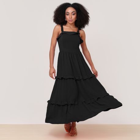 VESTIDO TP REGATA BABADOS 27427 PRETO G
