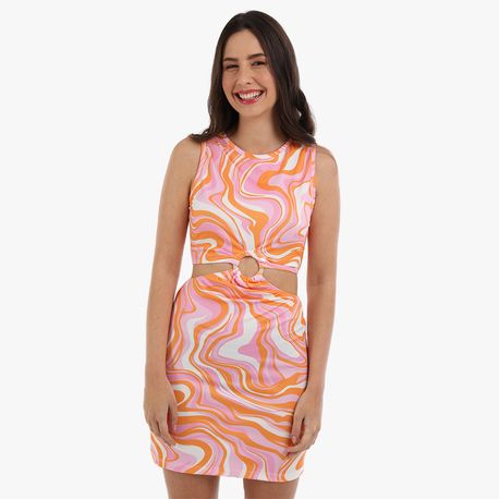 VESTIDO CURTO CONJUNTO ARGOLA EST 5816 CORAL M