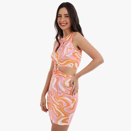 VESTIDO CURTO CONJUNTO ARGOLA EST 5816 CORAL M