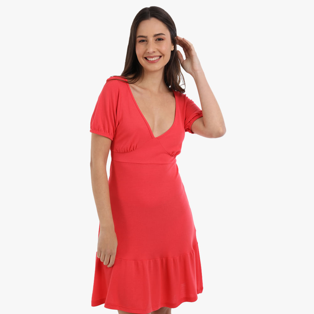 VESTIDO MC BABADO PIQUET 6302458 CORAL P