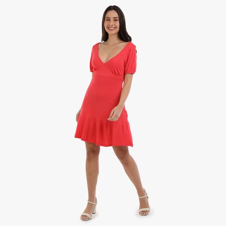 VESTIDO MC BABADO PIQUET 6302458 CORAL P