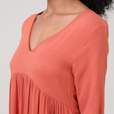 VESTIDO CURTO TB BABADO E14243 CORAL P