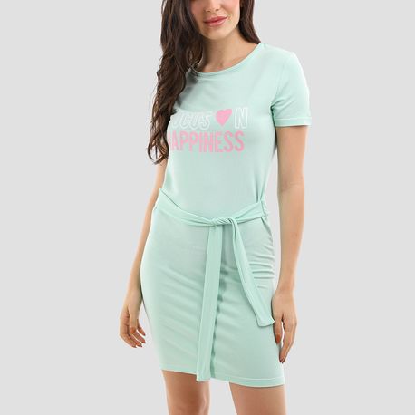 VESTIDO MOLETINHO SILK FAIXA CINTURA 10630 VERDE M