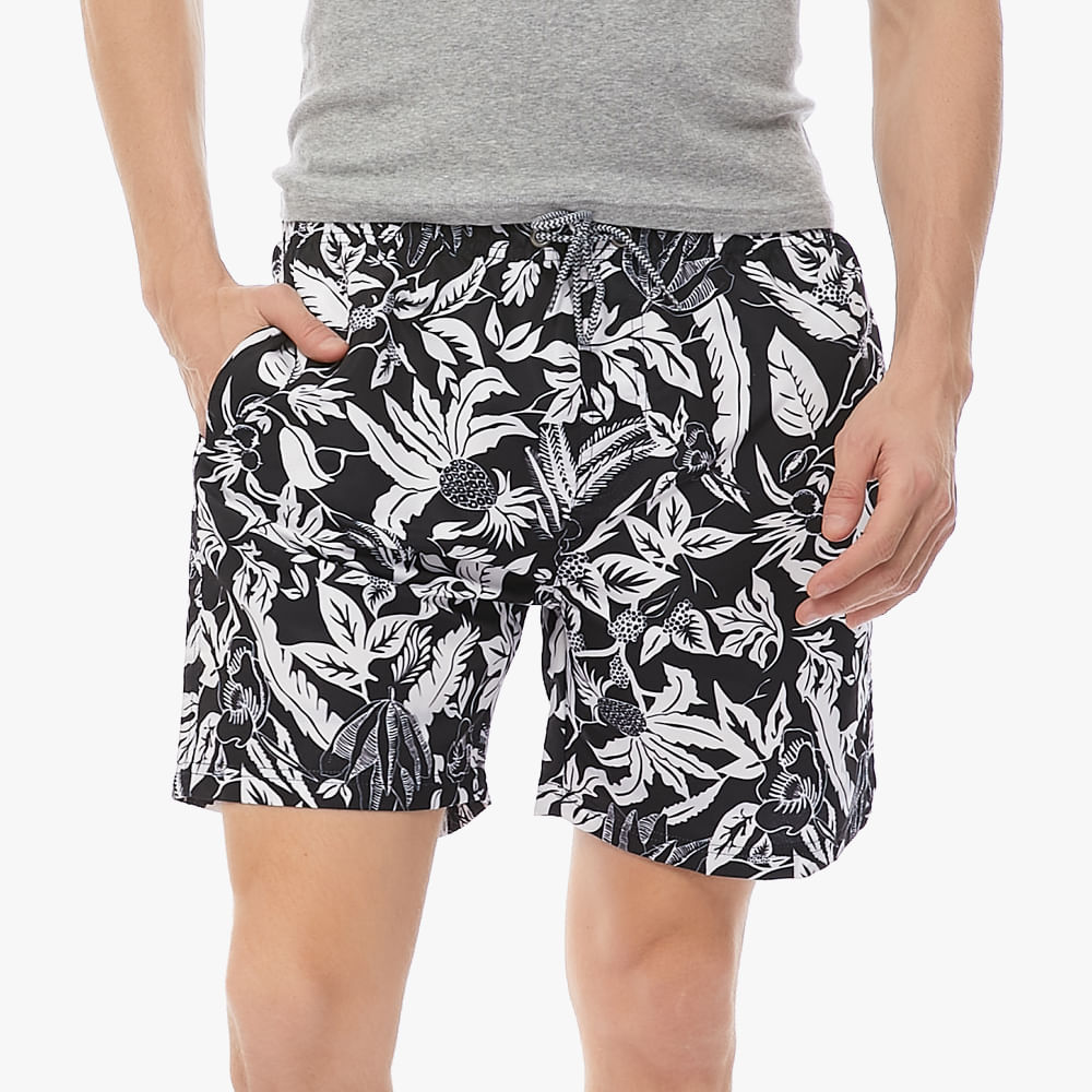 SHORTS TACTEL FOLHAGEM 140039 PRETO P