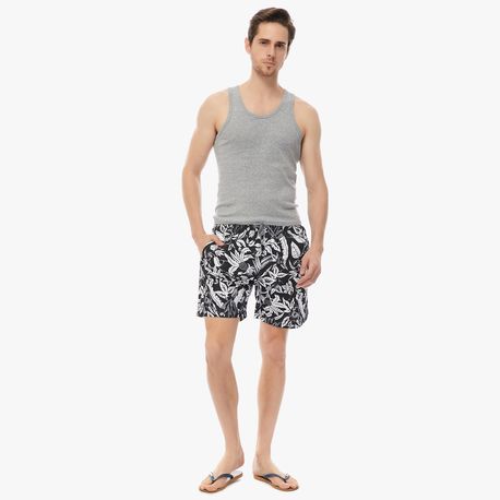 SHORTS TACTEL FOLHAGEM 140039 PRETO P