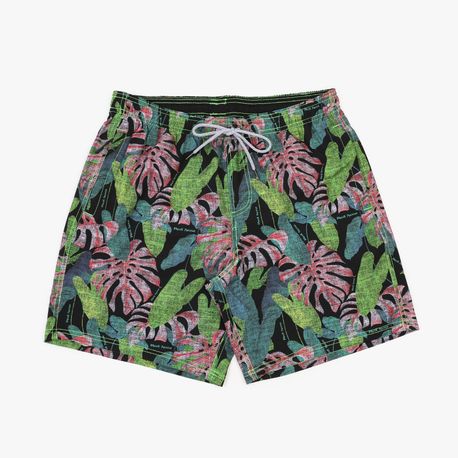 SHORTS TACTEL ELASTANO ESTAMPA FOLHAGEM 9140075 PRETO P