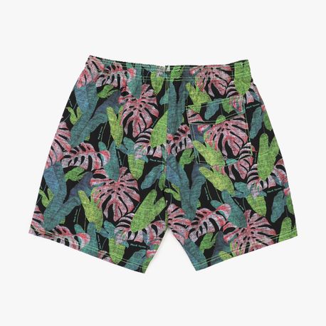 SHORTS TACTEL ELASTANO ESTAMPA FOLHAGEM 9140075 PRETO P