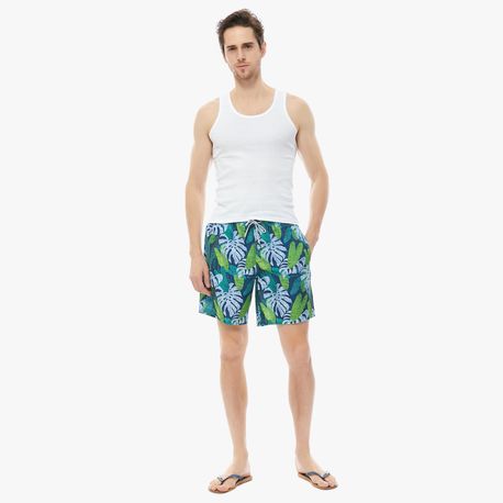 SHORTS TACTEL ELASTANO ESTAMPA FOLHAGEM 9140075 AZUL P