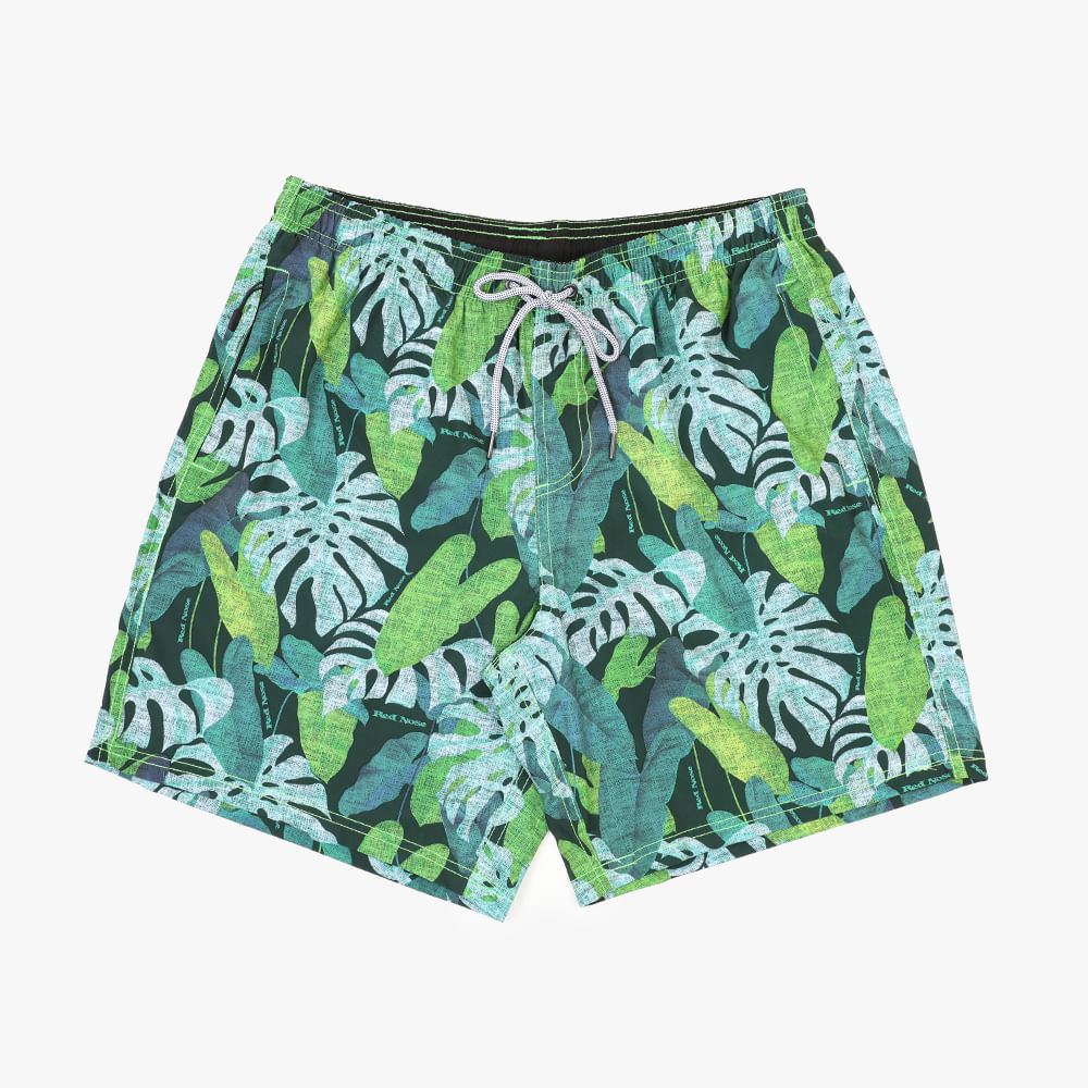 SHORTS TACTEL ELASTANO ESTAMPA FOLHAGEM 9140075 VERDE P