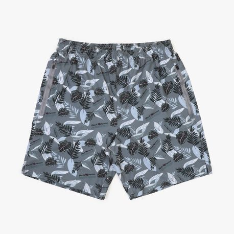 SHORTS TACTEL ELASTANO ZIPER ESTAMPA FOLHAGEM 9140101 PRETO P