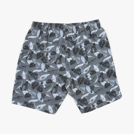 SHORTS TACTEL ELASTANO ZIPER ESTAMPA FOLHAGEM 9140101 PRETO P