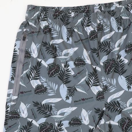 SHORTS TACTEL ELASTANO ZIPER ESTAMPA FOLHAGEM 9140101 PRETO P