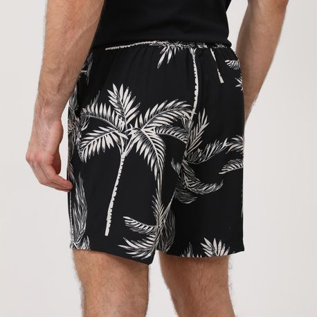 SHORTS TACTEL ESTAMPA FOLHAGEM 210375/210535 PRETO P