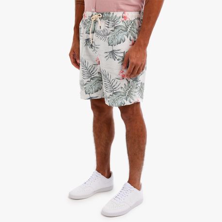 SHORTS TACTEL ESTAMPA FOLHAGEM 210375/210535 BEGE/VERDE GG