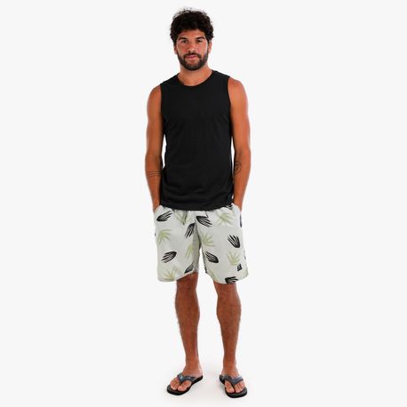 SHORTS TECNOLOGICO ESTAMPA FOLHAGEM 623AT OFF WHITE M