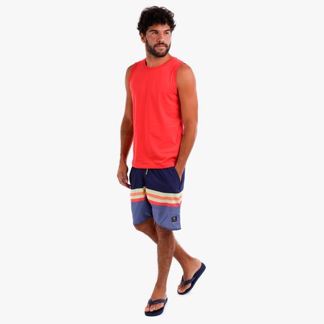 SHORTS TECNOLOGICO ESTAMPADO COM FAIXA 792EA MARINHO P