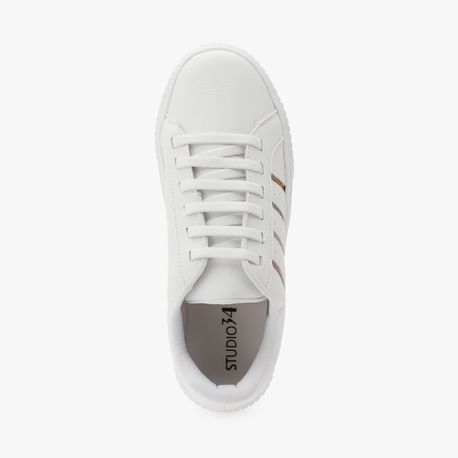 TENIS CASUAL 4 TIRAS 40109 BCO/COLOR GLITTER 34