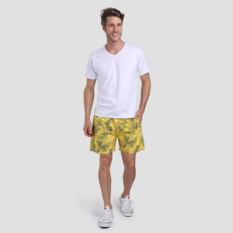 SHORTS TACTEL FOLHAGEM 140021 AMARELO P
