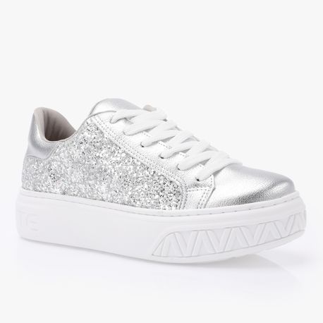 TENIS CASUAL GLITTER GROSSO 2214402 PRATA/PRATA 34