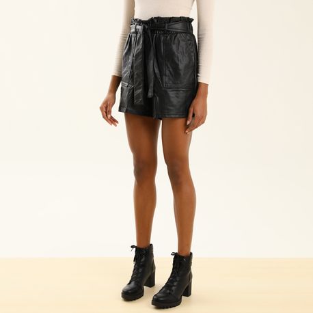 SHORTS CLOCHARD PU 410299 PRETO P