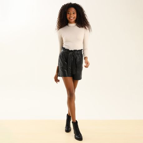 SHORTS CLOCHARD PU 410299 PRETO P