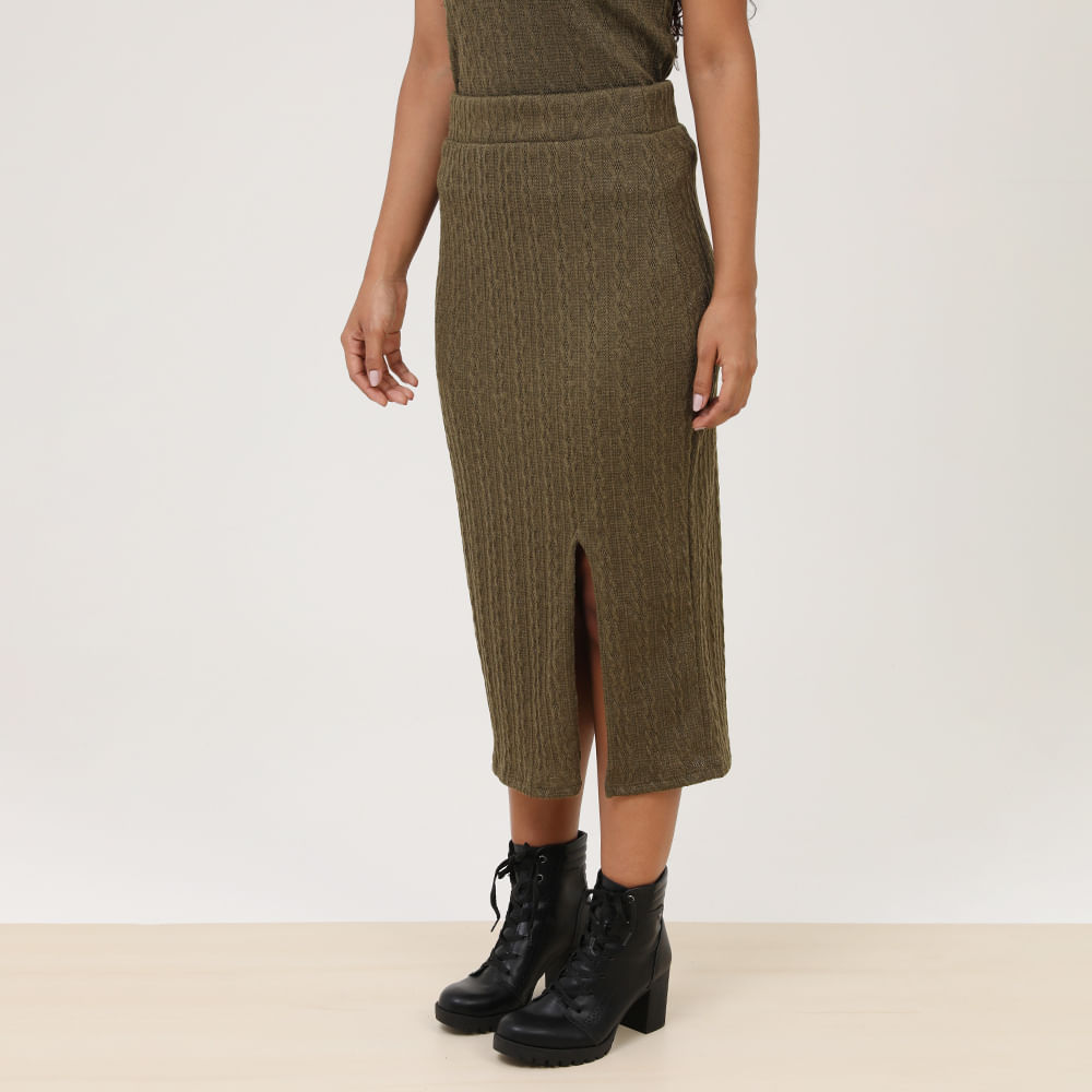 SAIA MIDI C/ FENDA TRICOT 31095 MILITAR P