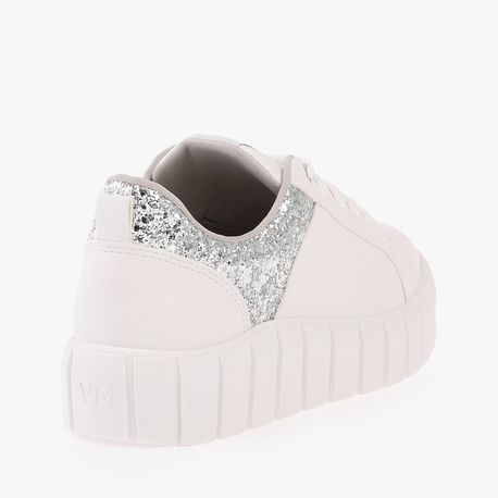 TENIS CASUAL BRILHO LATERAL 231806 BCO NP/PRATA GLITTER 36