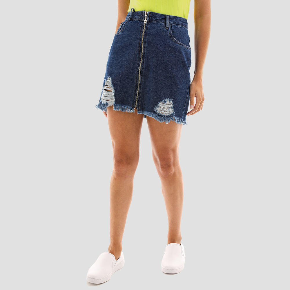 MINI SAIA RASGO ZIPER V18615B JEANS 36