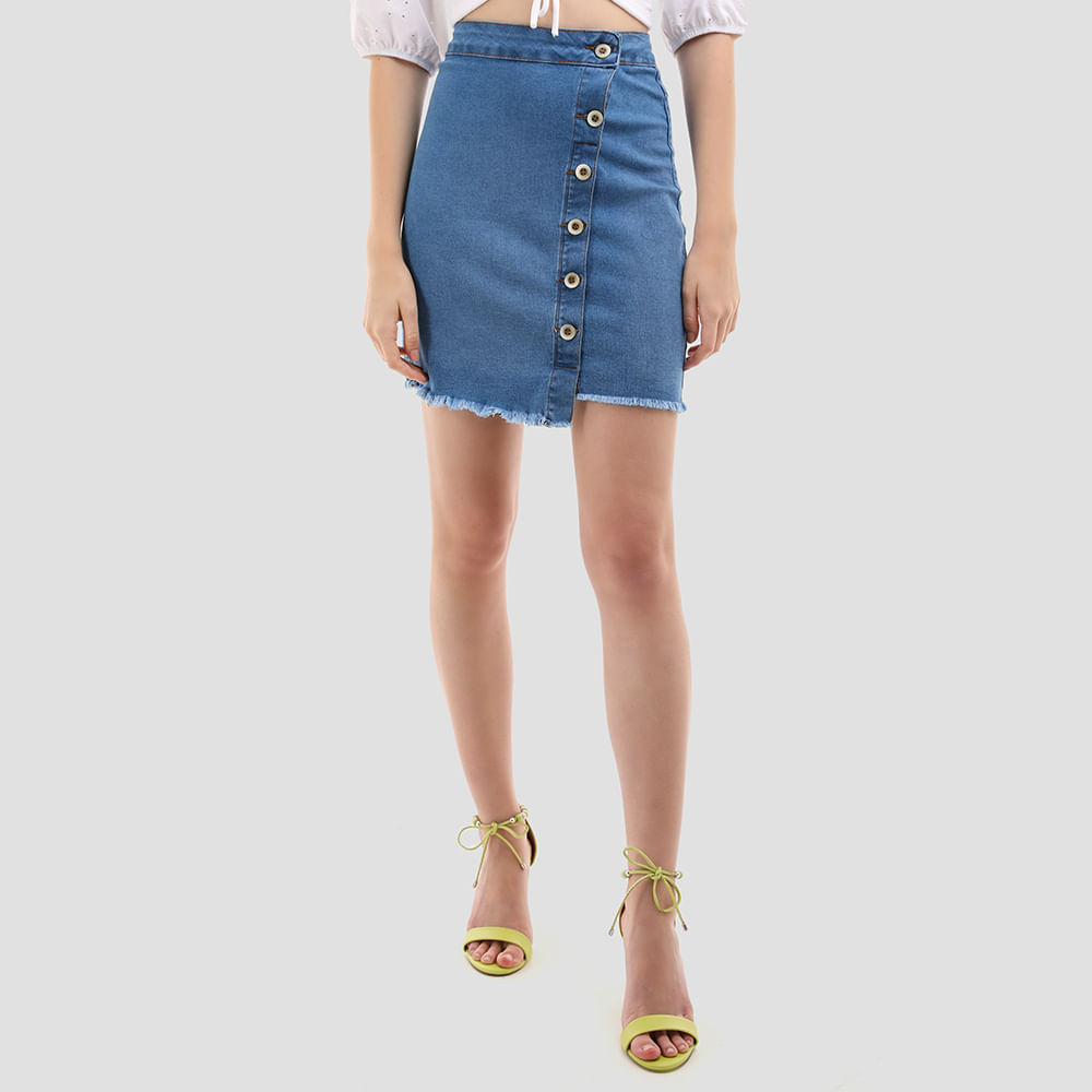 SAIA LYCRA BOTAO JEANS 60818 JEANS CLARO 36