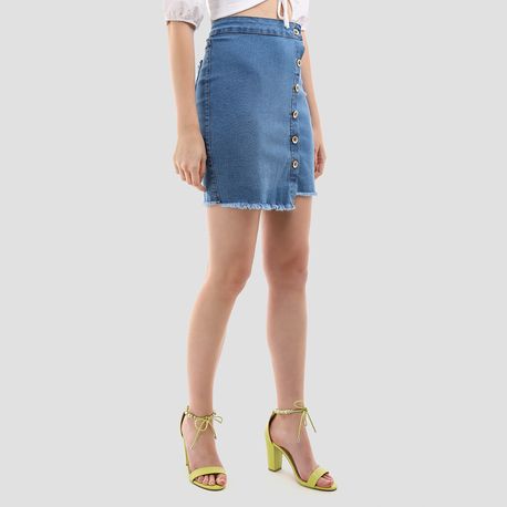 SAIA LYCRA BOTAO JEANS 60818 JEANS CLARO 36