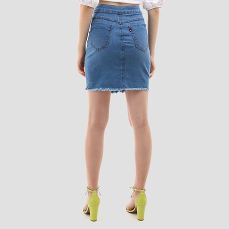 SAIA LYCRA BOTAO JEANS 60818 JEANS CLARO 36