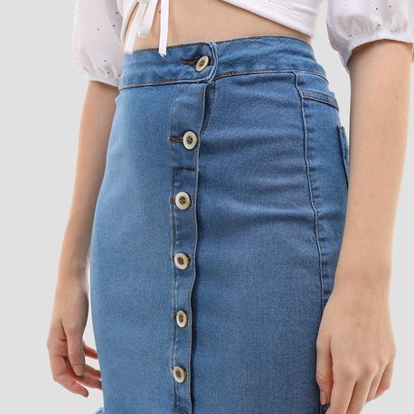SAIA LYCRA BOTAO JEANS 60818 JEANS CLARO 36