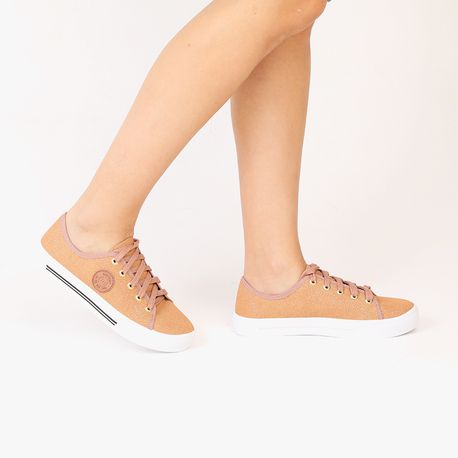 TENIS CASUAL CANO CURO GLITTER 5667316/G NUDE 40
