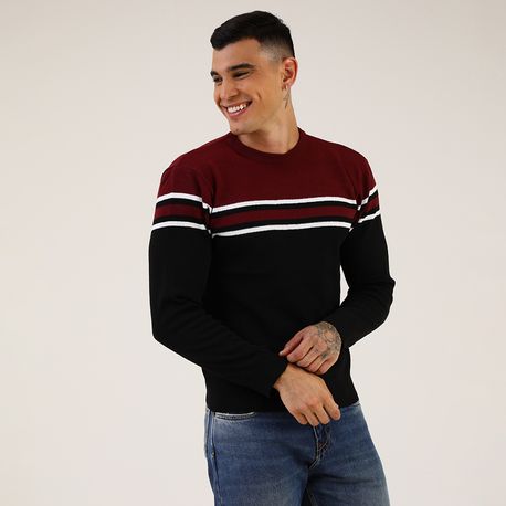 TRICOT FECHADO C/ DETALHE CENTRAL "LISTRA" 590197 PRETO P