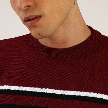 TRICOT FECHADO C/ DETALHE CENTRAL "LISTRA" 590197 PRETO P