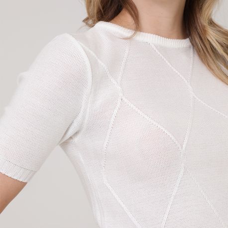 BLUSA MC TRICOT TEXTURA 35615 OFF WHITE P