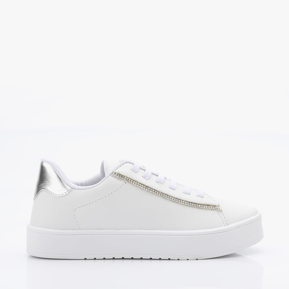 TENIS CASUAL STRASS LATERAL 60016 BRANCO (01) 38