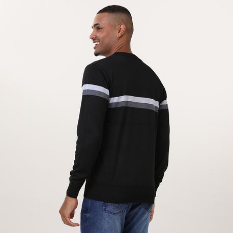 TRICOT GOLA U C/ DUAS LISTRAS E LOGO"REDE NOSE" 9590065 PRETO G