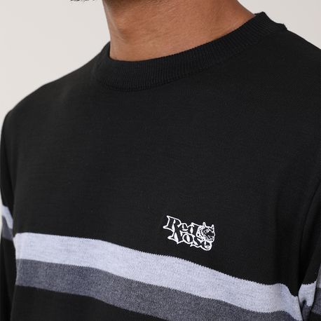 TRICOT GOLA U C/ DUAS LISTRAS E LOGO"REDE NOSE" 9590065 PRETO G