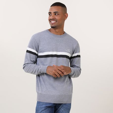 TRICOT GOLA U C/ DUAS LISTRAS E LOGO"REDE NOSE" 9590065 CINZA CLARO M