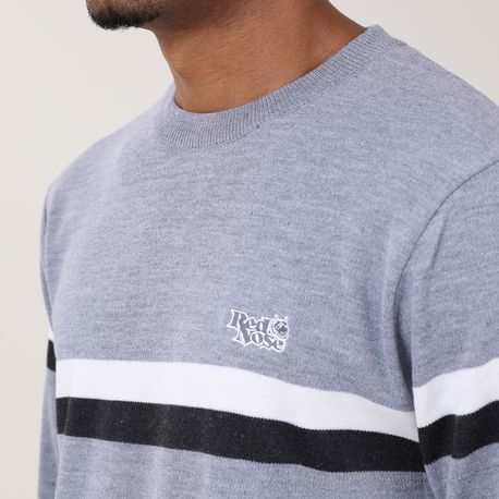 TRICOT GOLA U C/ DUAS LISTRAS E LOGO"REDE NOSE" 9590065 CINZA CLARO M