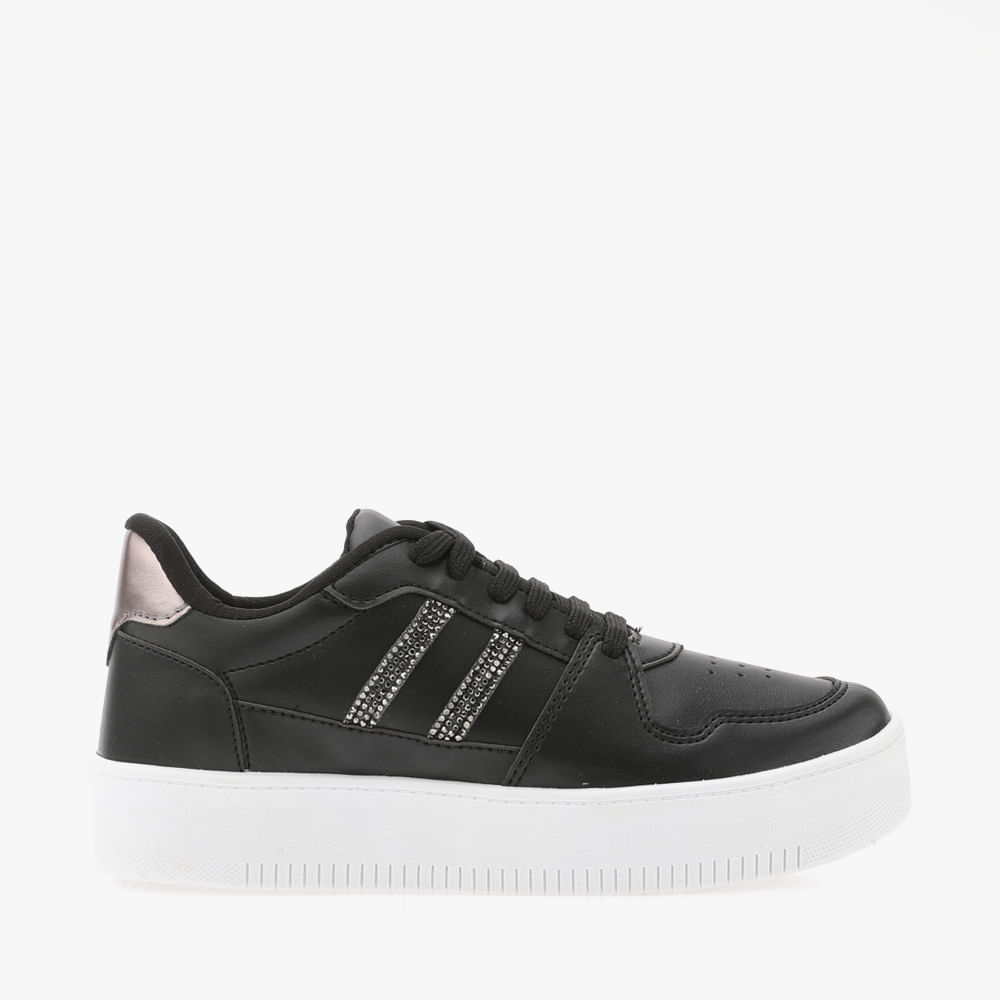 TENIS CASUAL STRASS 21075 PTO/PRATA VELHO 35