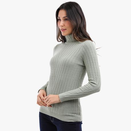 BLUSA ML GOLA ALTA JACQUARD 650860 VERDE M