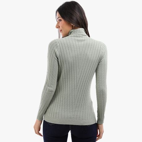 BLUSA ML GOLA ALTA JACQUARD 650860 VERDE M