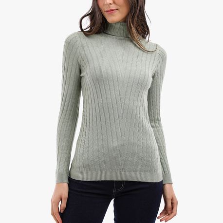 BLUSA ML GOLA ALTA JACQUARD 650860 VERDE M
