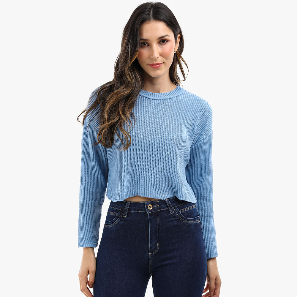 CROPPED TRICOT LISTRA 620144 AZUL P
