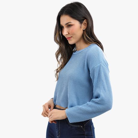 CROPPED TRICOT LISTRA 620144 AZUL P